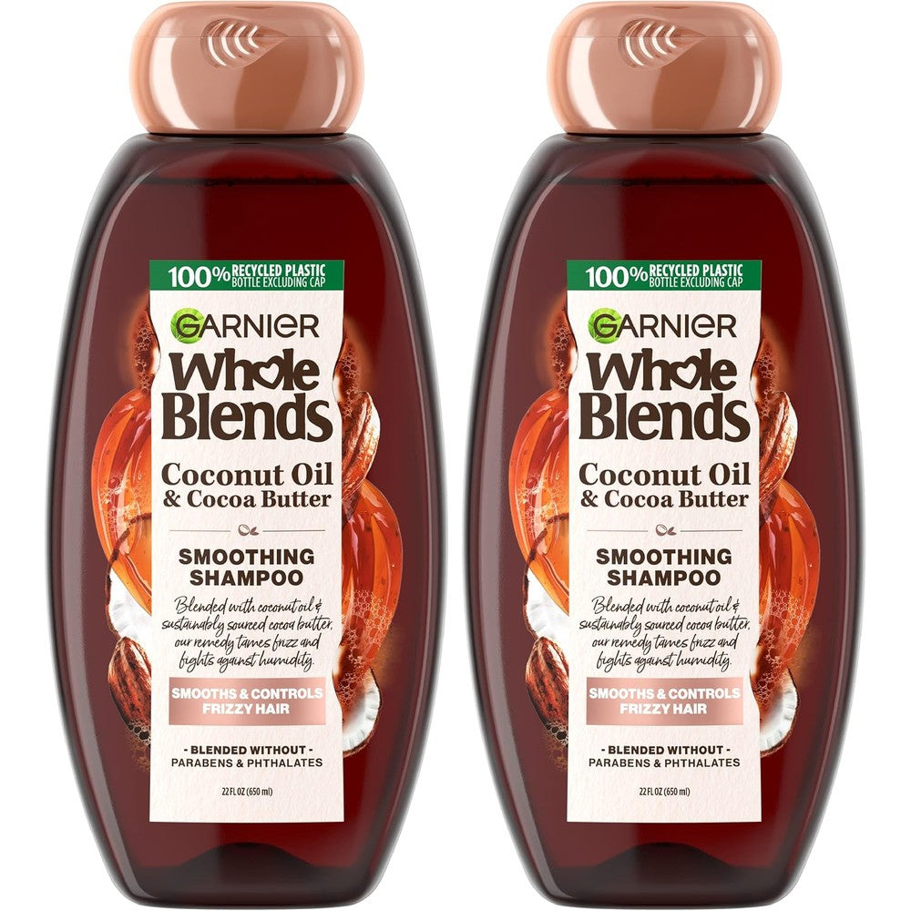 Garnier Whole Blends Smoothing Shampoo With Coconut Oil And Cocoa Butter For Frizzy Hair, 22 Fluid Ounce, 2 Count