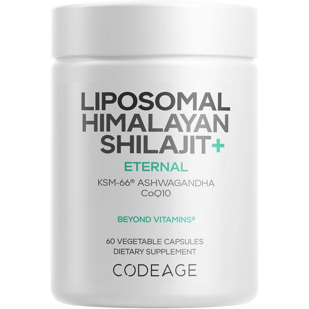 Codeage Liposomal Himalayan Shilajit Plus Supplement With KSM-66 Ashwagandha CoQ10 And Fulvic Ionic Minerals 60 Vegetable Capsules