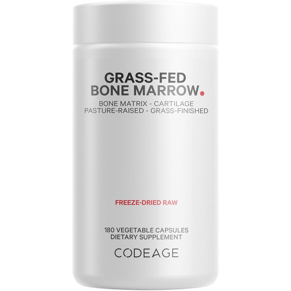 Codeage Grass-Fed Bone Marrow Supplement Freeze-Dried Non-Defatted Beef Bone Matrix And Cartilage 1500 Milligrams 180 Capsules