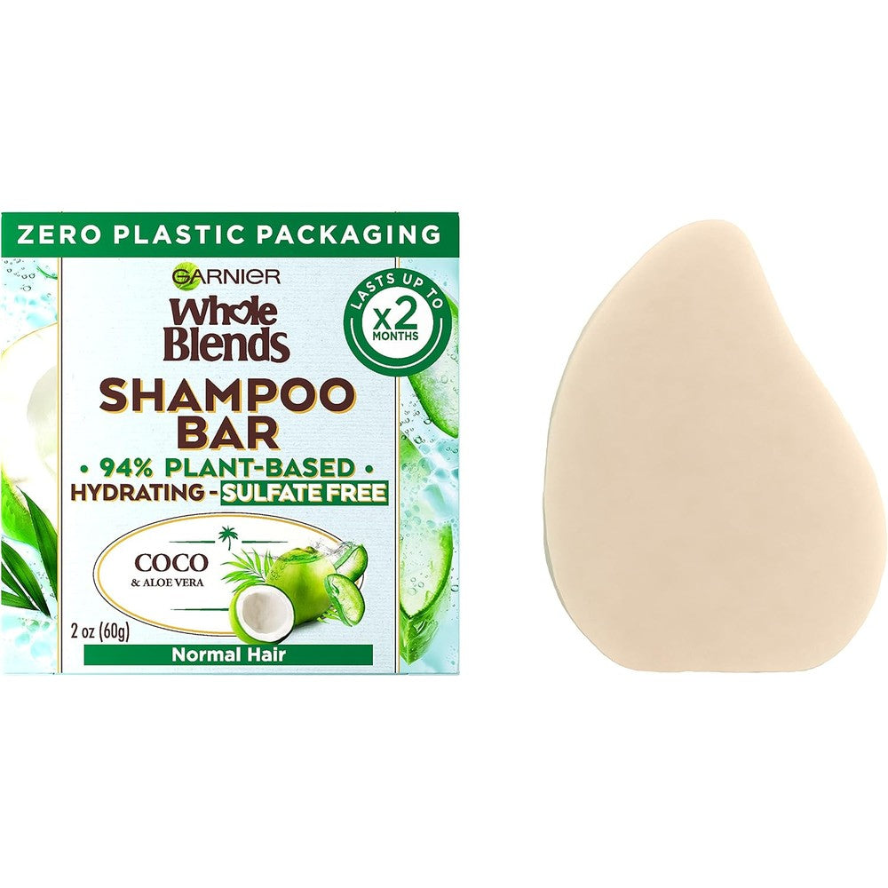 Garnier Whole Blends Hydrating Shampoo Bar For Normal Hair Coco And Aloe Vera 2 Ounce 1 Count