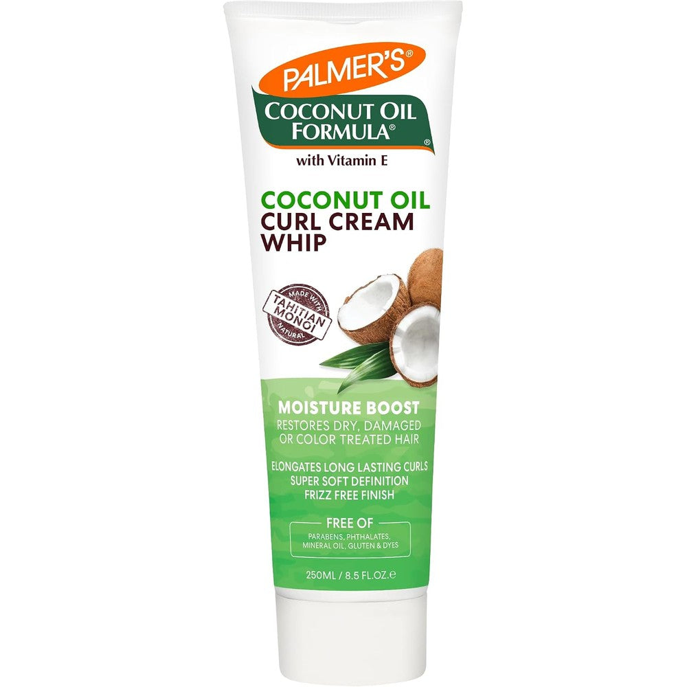 Palmer's Coconut Oil Formula Moisture Boost Curl Whip Cream 8.5 Ounce for Dry Damaged Hair Frizz Free Bouncy Elongated Curls