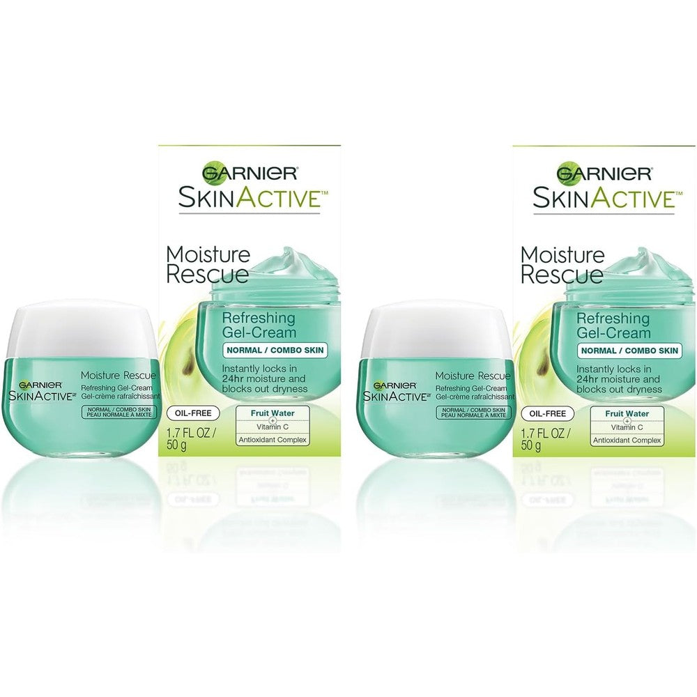 Garnier Moisture Rescue Refreshing Gel-Cream For Normal And Combination Skin Oil-Free 1.7 Fluid Ounces 50 Grams 2 Count