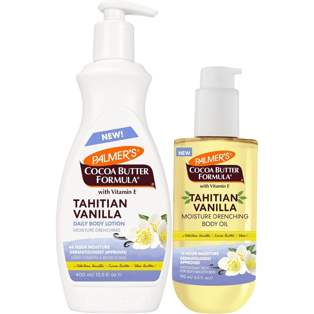 Palmer's Cocoa Butter Formula Glow And Hydrate Bundle Tahitian Vanilla Body Lotion 13.5 Fluid Ounces And Body Oil 6.5 Fluid Ounces