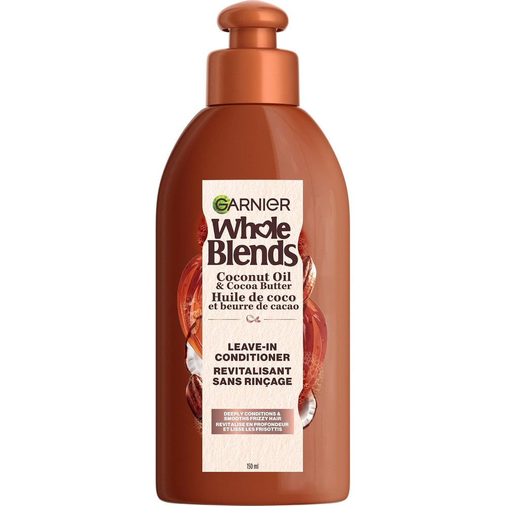 Garnier Whole Blends Coconut Oil And Cocoa Butter Smoothing Leave In Conditioner For Frizzy Hair 5.1 Fluid Ounces 1 Count