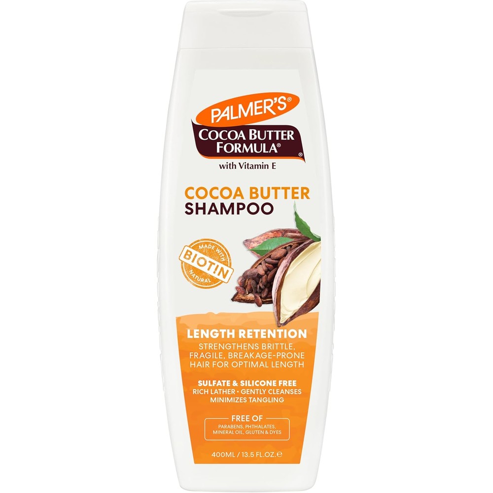 Palmer's Cocoa Butter And Biotin Length Retention Shampoo Gentle Strengthening Formula For Fragile And Brittle Hair 13.5 Fluid Ounce 400 Milliliters