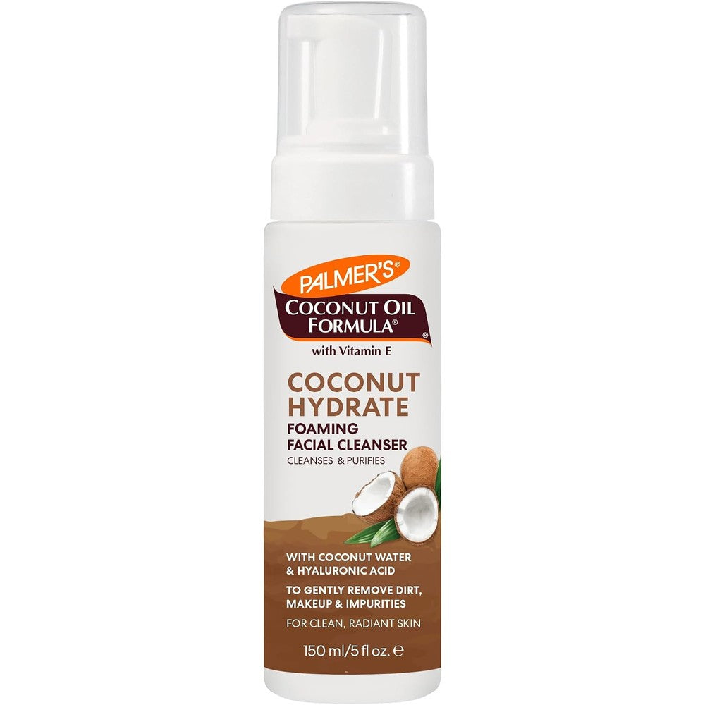 Palmer's Coconut Oil Formula Hydrating And Foaming Facial Cleanser Face Wash With Coconut Water, Hyaluronic Acid, And Vitamin E - 5 Fluid Ounce