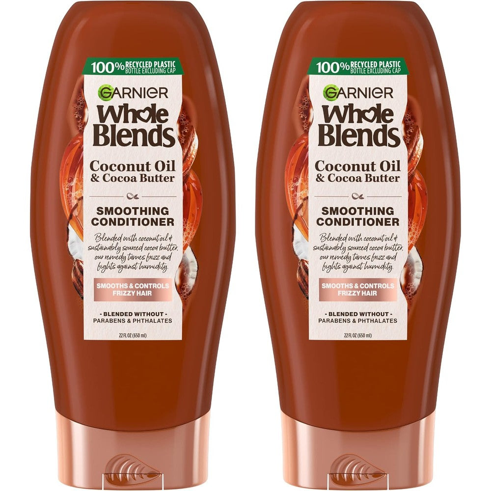 Garnier Whole Blends Smoothing Conditioner With Coconut Oil And Cocoa Butter For Frizzy Hair 22 Fluid Ounce 2 Count