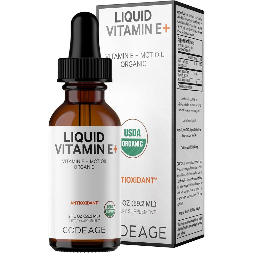 Codeage Liquid Vitamin E Plus USDA Certified Organic Vitamin E Supplement 2 Fluid Ounces