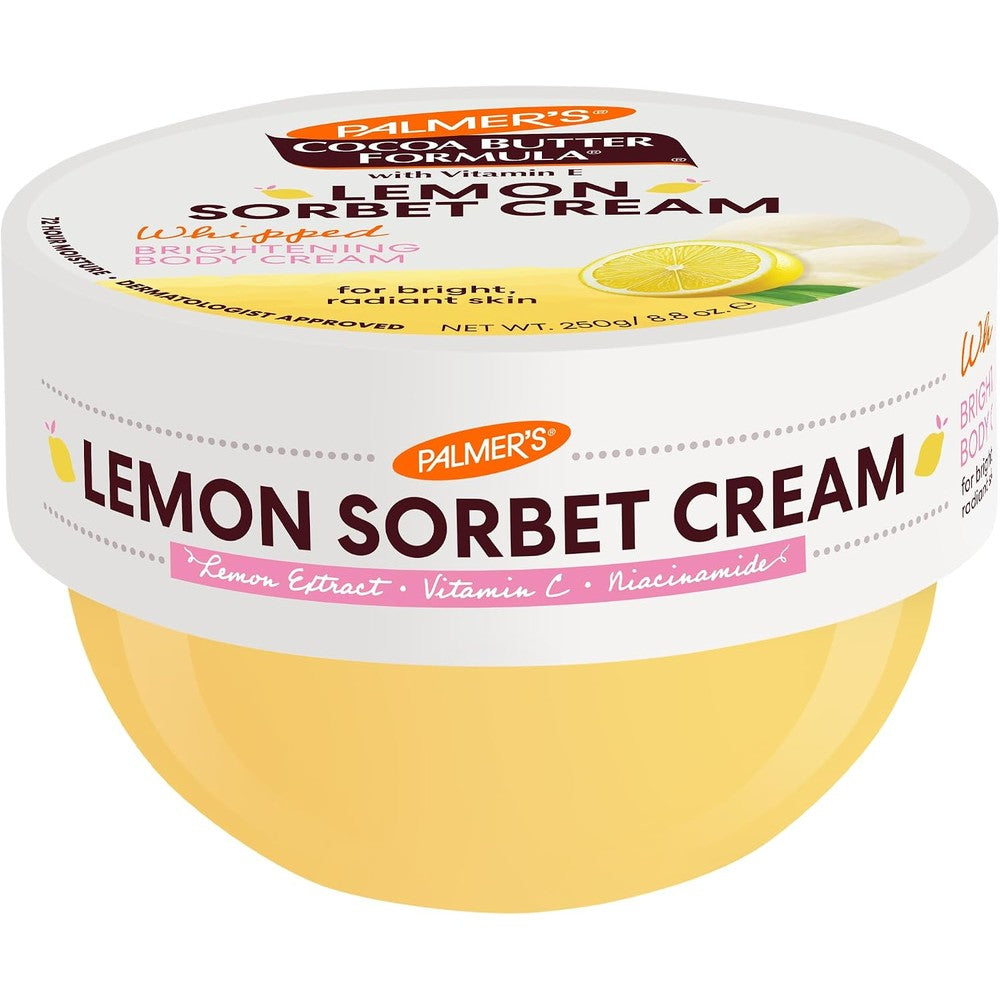 Palmer's Cocoa Butter Formula Lemon Sorbet Brightening Whipped Body Cream, Hydrating Citrus Cream, 8.8 Fluid Ounces