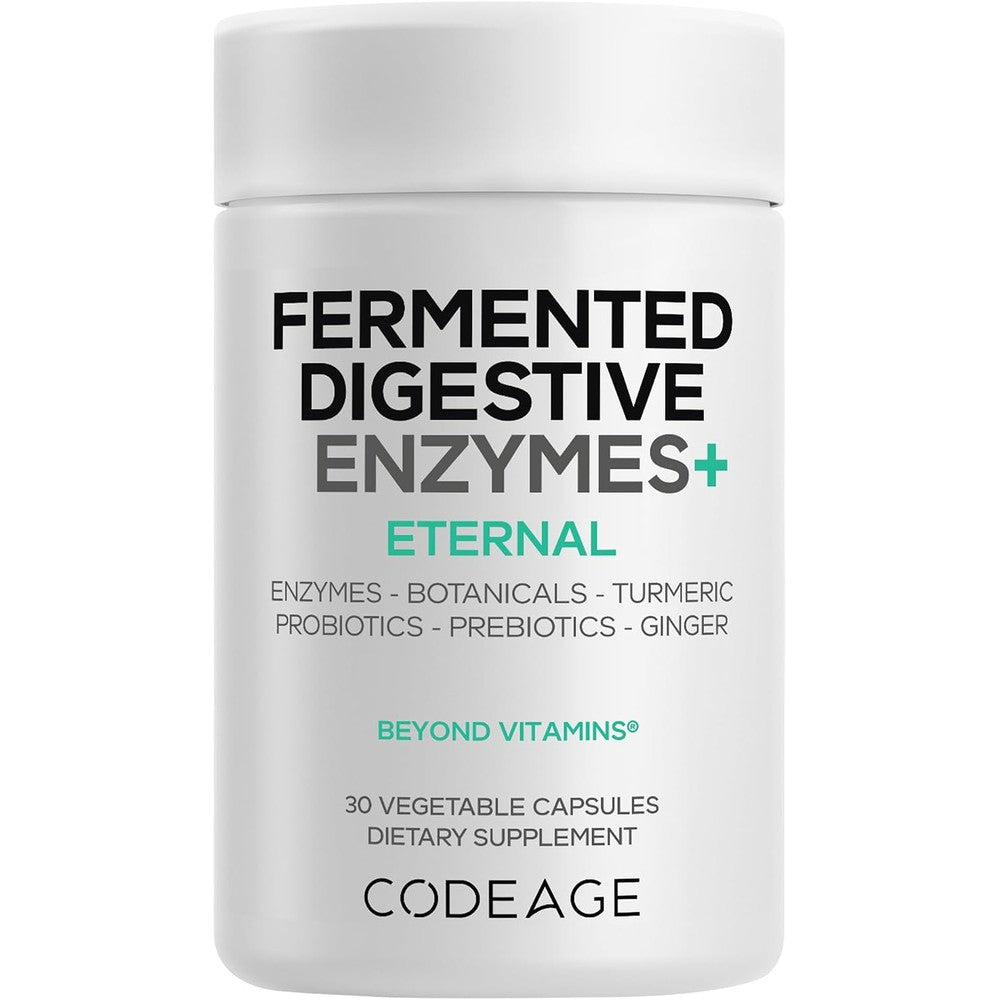 Codeage Fermented Digestive Enzymes 14 Enzymes Probiotics 30 Capsules Plant Based Daily Supplement With Organic Botanicals