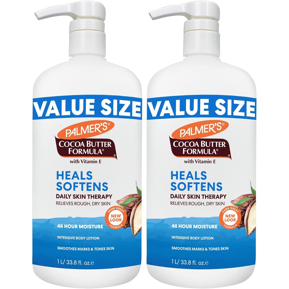 Palmer's Cocoa Butter Body Lotion Formula 33.8 Fluid Ounces Pack Of 2 Intensive Moisturizer For Rough Dry And Eczema-Prone Skin With Vitamin E Pump...