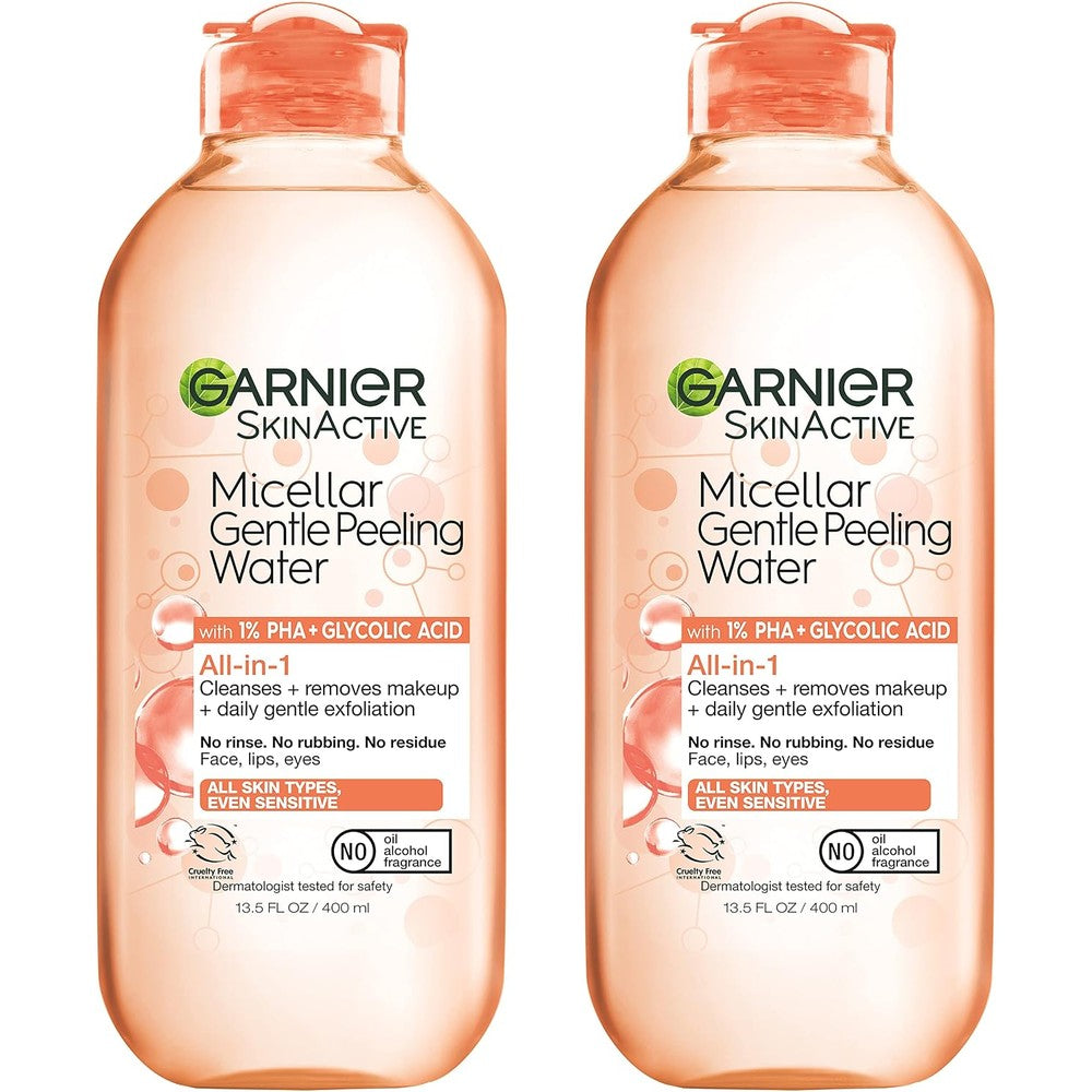 Garnier SkinActive Gentle Peeling Micellar Water With 1 Percent PHA And Glycolic Acid Face Cleanser And Makeup Remover 2 Pack
