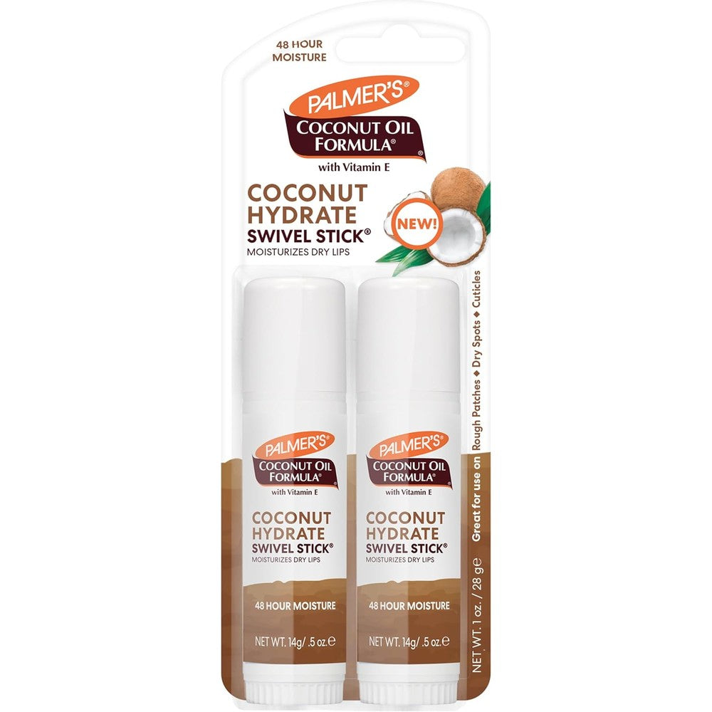 Palmer's Coconut Oil Swivel Stick Moisturizing Body And Lip Balm Pack Of 2 3-In-1 Multipurpose Spot Moisturizer Stick