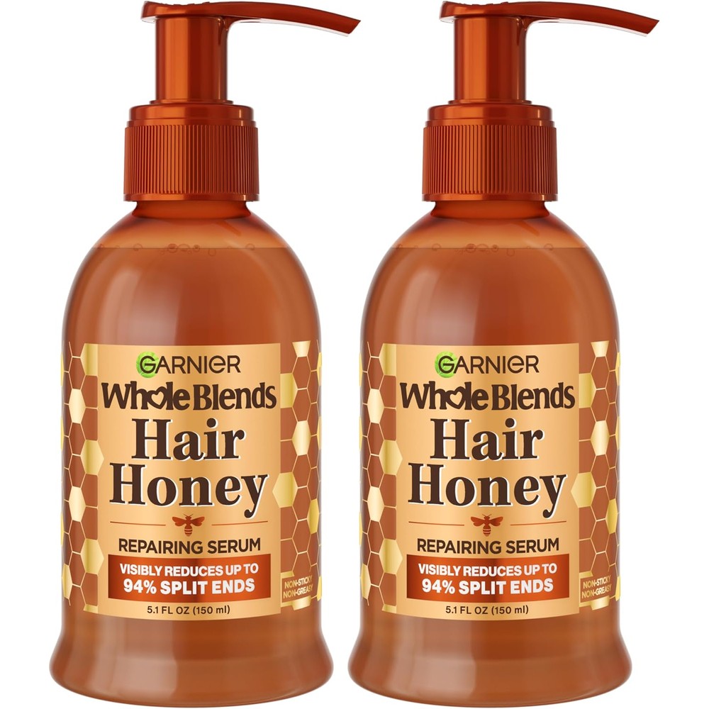 Garnier Whole Blends Honey Treasures Hair Honey Repairing Serum For Long Damaged Hair, 5.1 Fluid Ounce, 2-Count