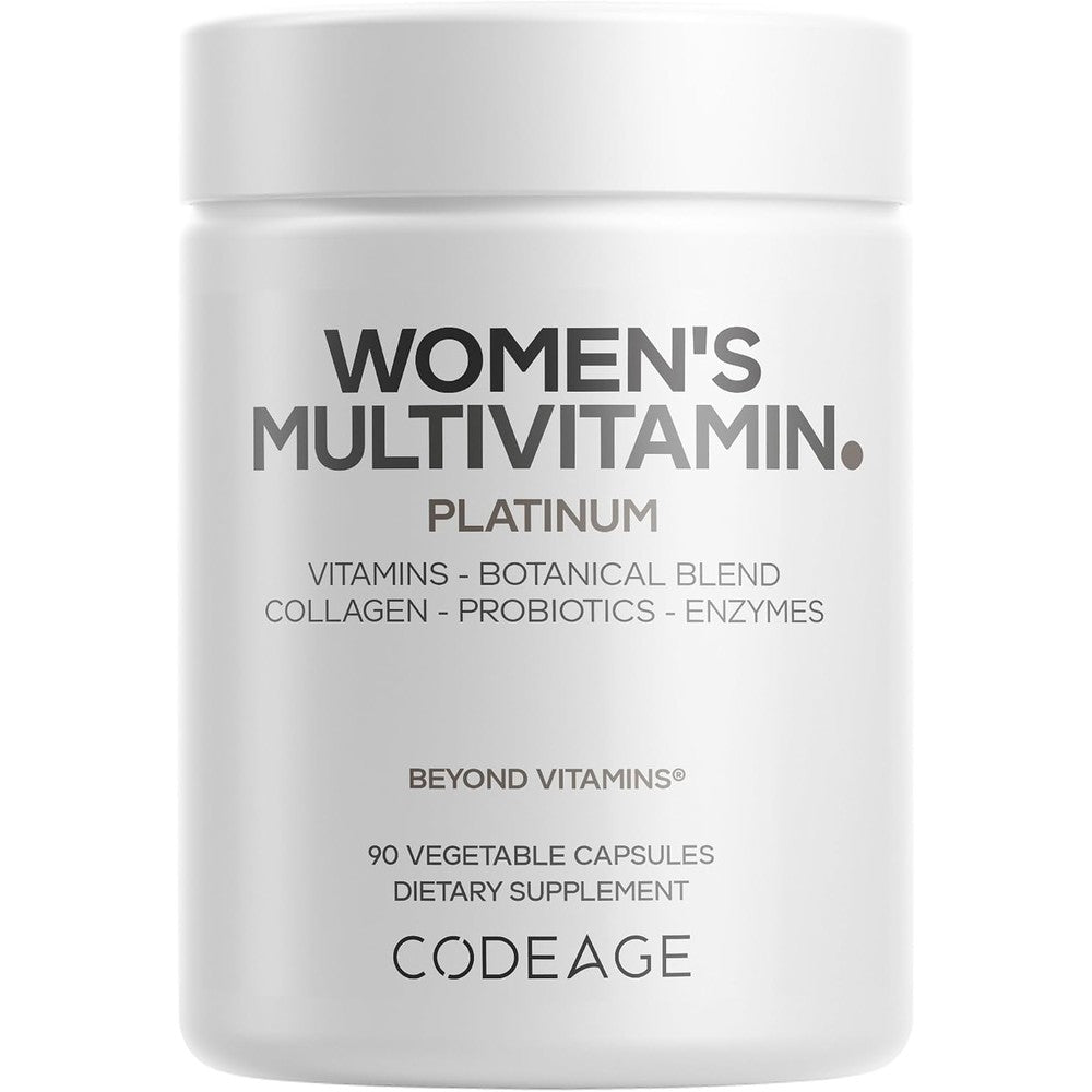 Codeage Women's Multivitamin Platinum Vitamins A D3 K1 K2 B12 And Minerals CoQ10 Collagen Probiotics 90 Vegetable Capsules