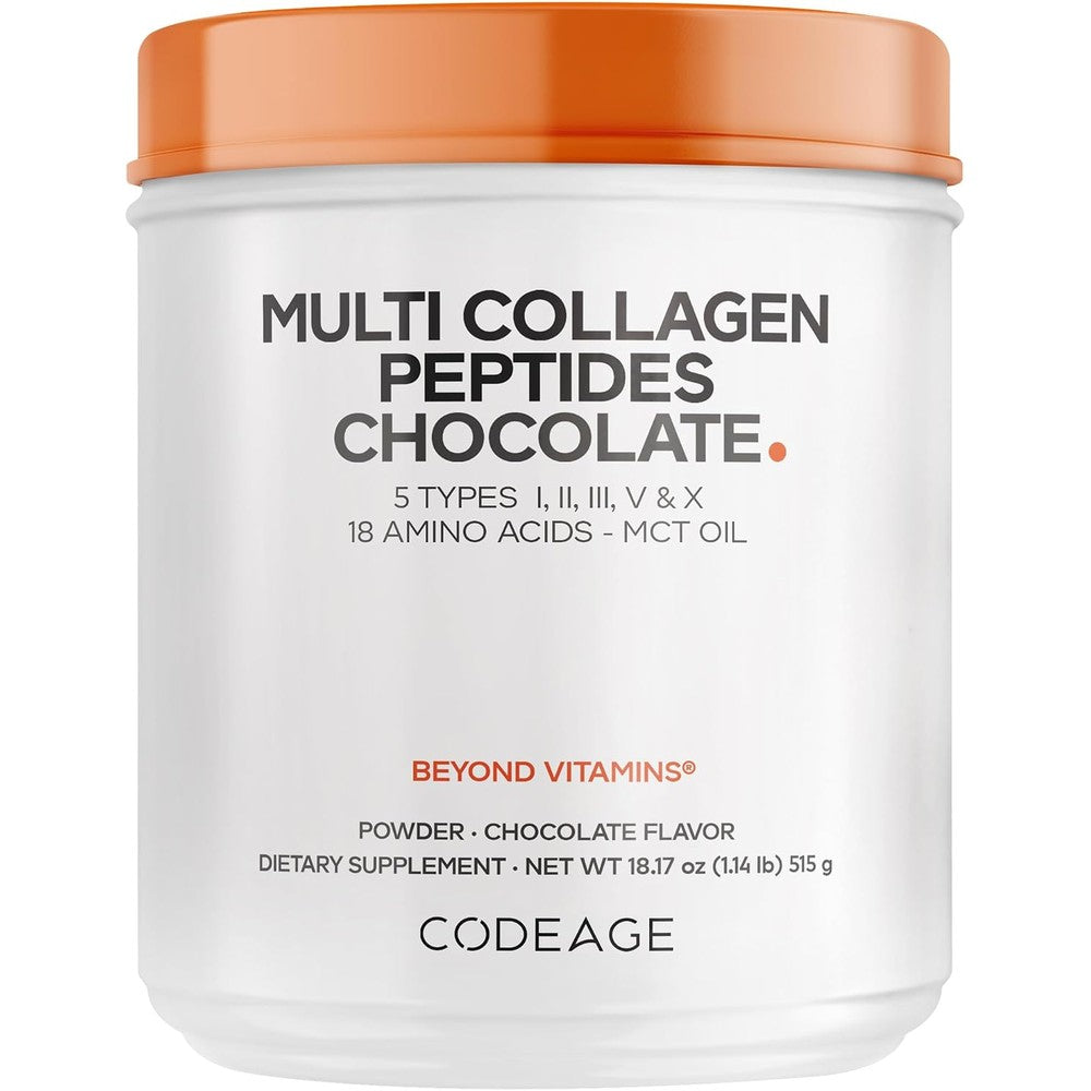 Codeage Multi Collagen Protein Powder MCT Oil Chocolate Five Types 18 Ounces
