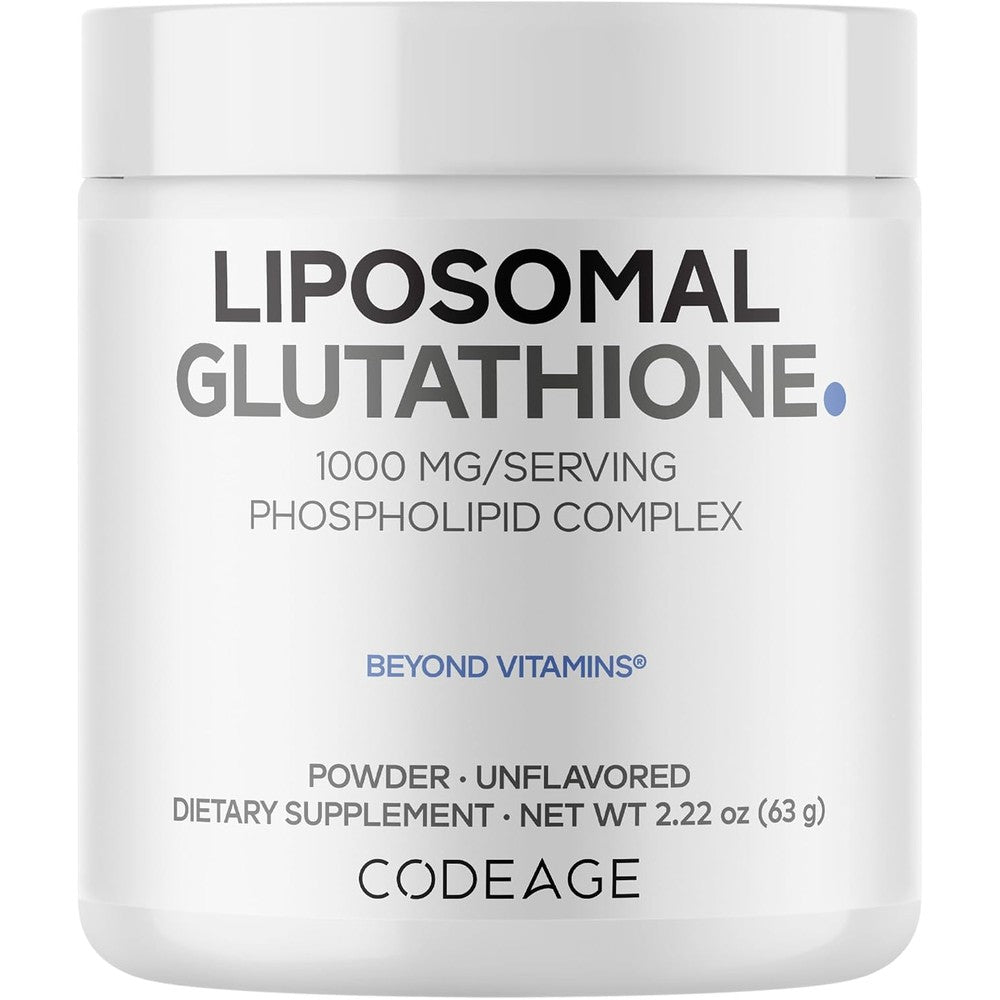 Codeage Liposomal Glutathione Powder 1,000 Milligrams Vegan Reduced L-Glutathione 2.22 Ounces