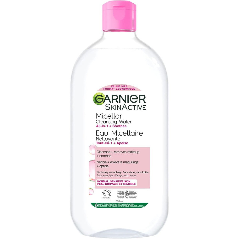 Garnier SkinActive Micellar Cleansing Water All-In-1 Makeup Remover And Facial Cleanser For Sensitive Skin Value Size 23.7 Fluid Ounce