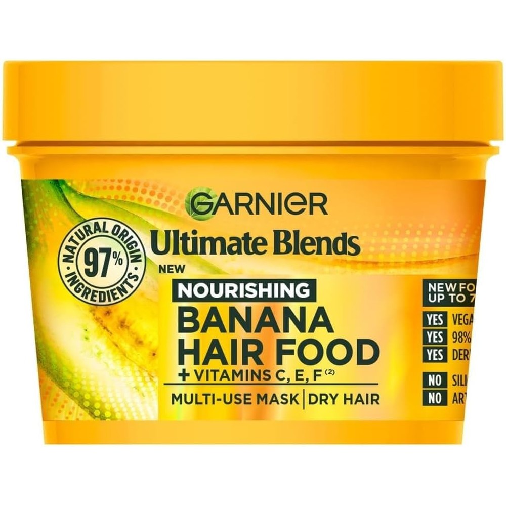 Garnier Ultimate Blends Hair Food Banana 3-in-1 Dry Hair Mask Treatment 390 Milliliters
