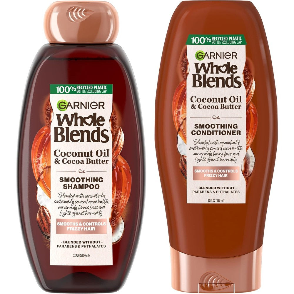 Garnier Whole Blends Smoothing Shampoo And Conditioner Set Coconut Oil And Cocoa Butter 44 Fluid Ounces