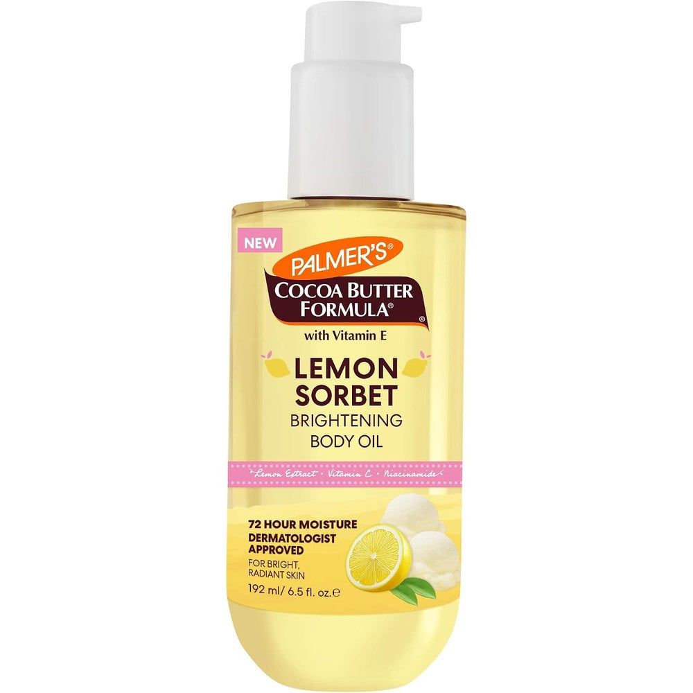 Palmer's Cocoa Butter Formula Brightening Lemon Sorbet Body Oil Infused With Lemon Extract Vitamin C And E 6.5 Fluid Ounces Hydrating Skincare