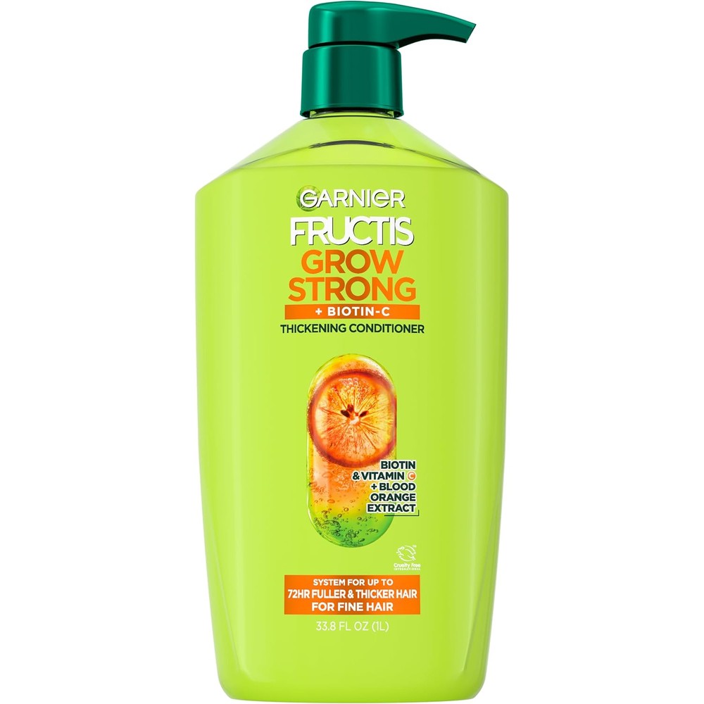 Garnier Fructis Grow Strong Thickening Conditioner For Fine And Thin Hair With Biotin Vitamin C And Blood Orange Extract 32.3 Fluid Ounce
