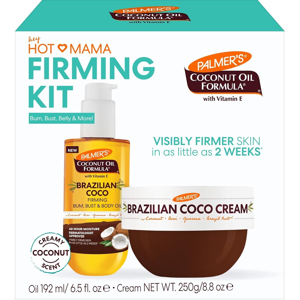 Palmer's Brazilian Coco Hot Mama Firming Kit Cream 8.8 Ounce And Body Oil 6.6 Fluid Ounce