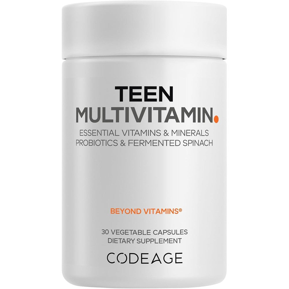 Codeage Teen Multivitamin With Vitamins A C D3 B6 B12 Folate Zinc Magnesium Iron Probiotics And Fermented Spinach 30 Capsules