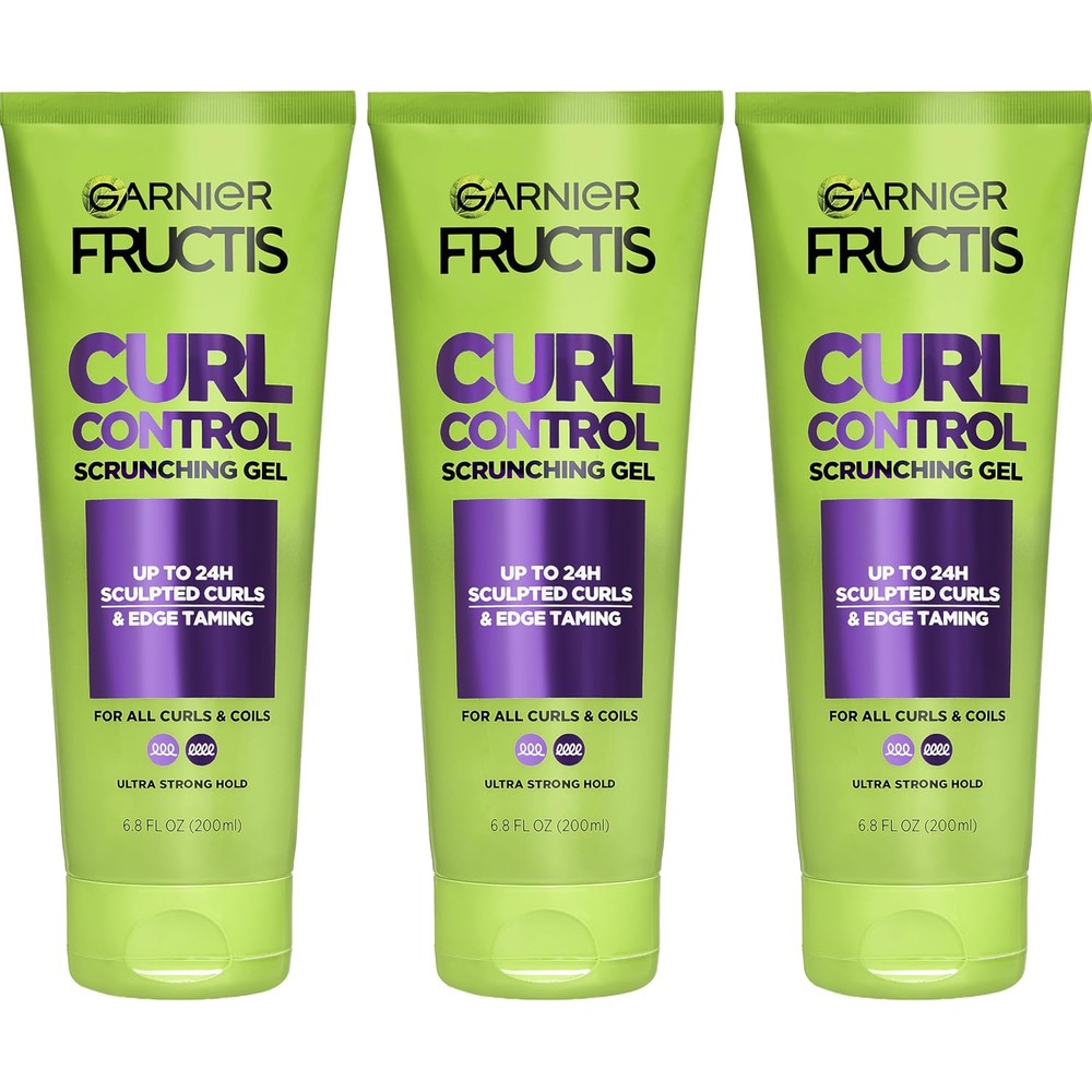 Garnier Fructis Curl Control Scrunching Hair Gel Curl Jelly For Wavy Curly And Coily Hair 6.8 Fluid Ounce Pack Of 3