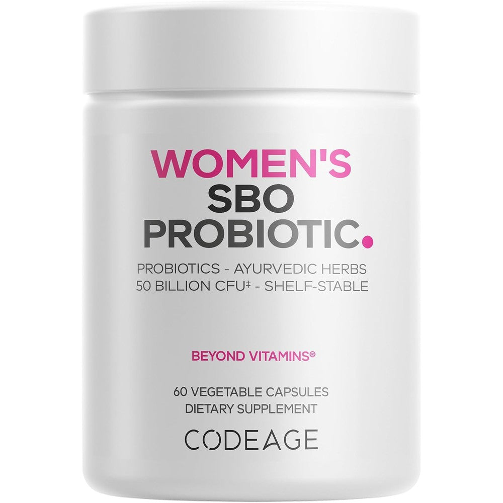 Codeage Women's Probiotic Supplement 50 Billion CFUs SBO Prebiotics Cranberries Feminine Health Fermented Botanical Blend 60 Capsules