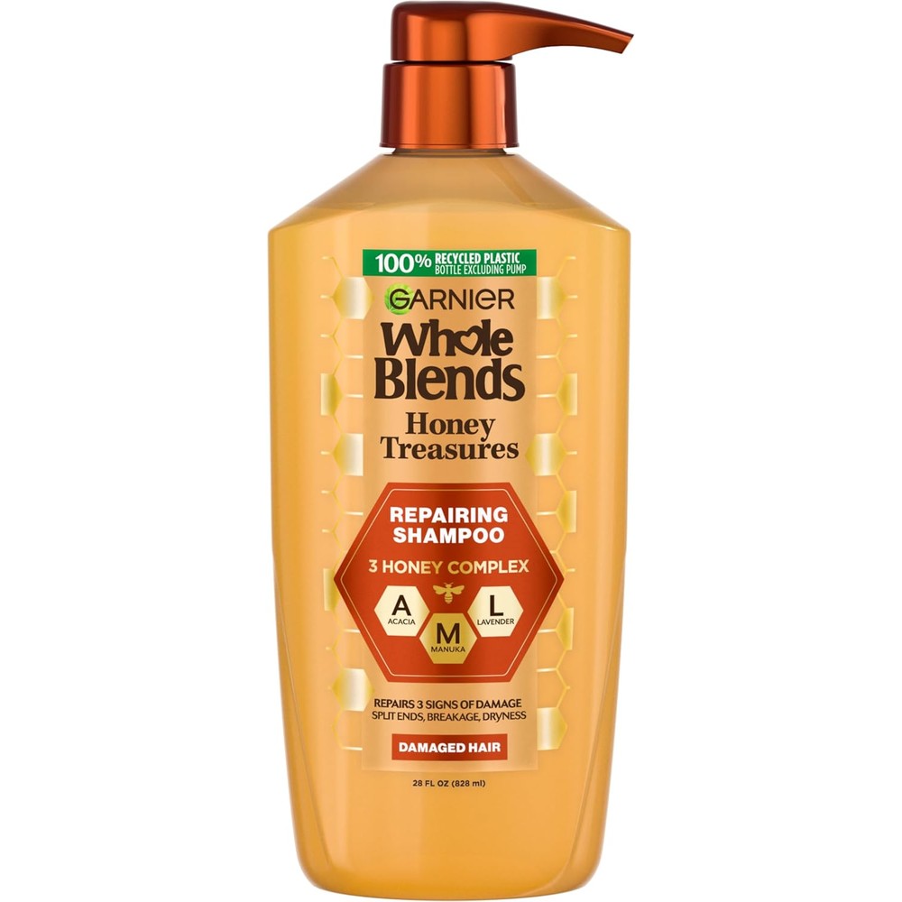 Garnier Whole Blends Honey Treasures Repairing Shampoo For Dry And Damaged Hair With Acacia Manuka And Lavender Honeys 28 Fluid Ounces