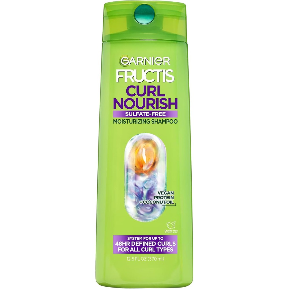 Garnier Fructis Curl Nourish Moisturizing Shampoo For Curly Hair, Plant Protein And Coconut Oil, Sulfate Free, 12.5 Fluid Ounce