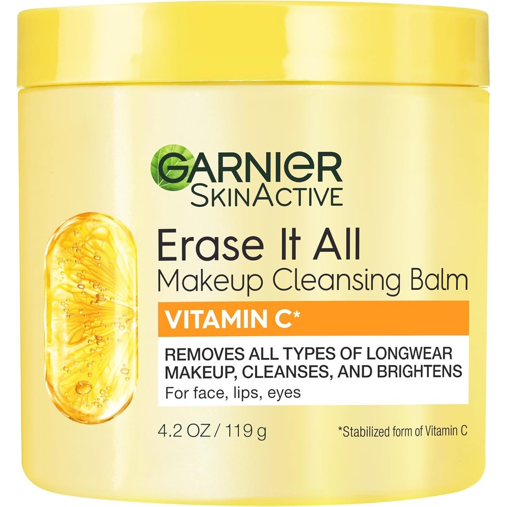 Garnier SkinActive Erase It All Makeup Cleansing Balm With Vitamin C Brightening Facial Cleanser And Makeup Remover 4.2 Ounce
