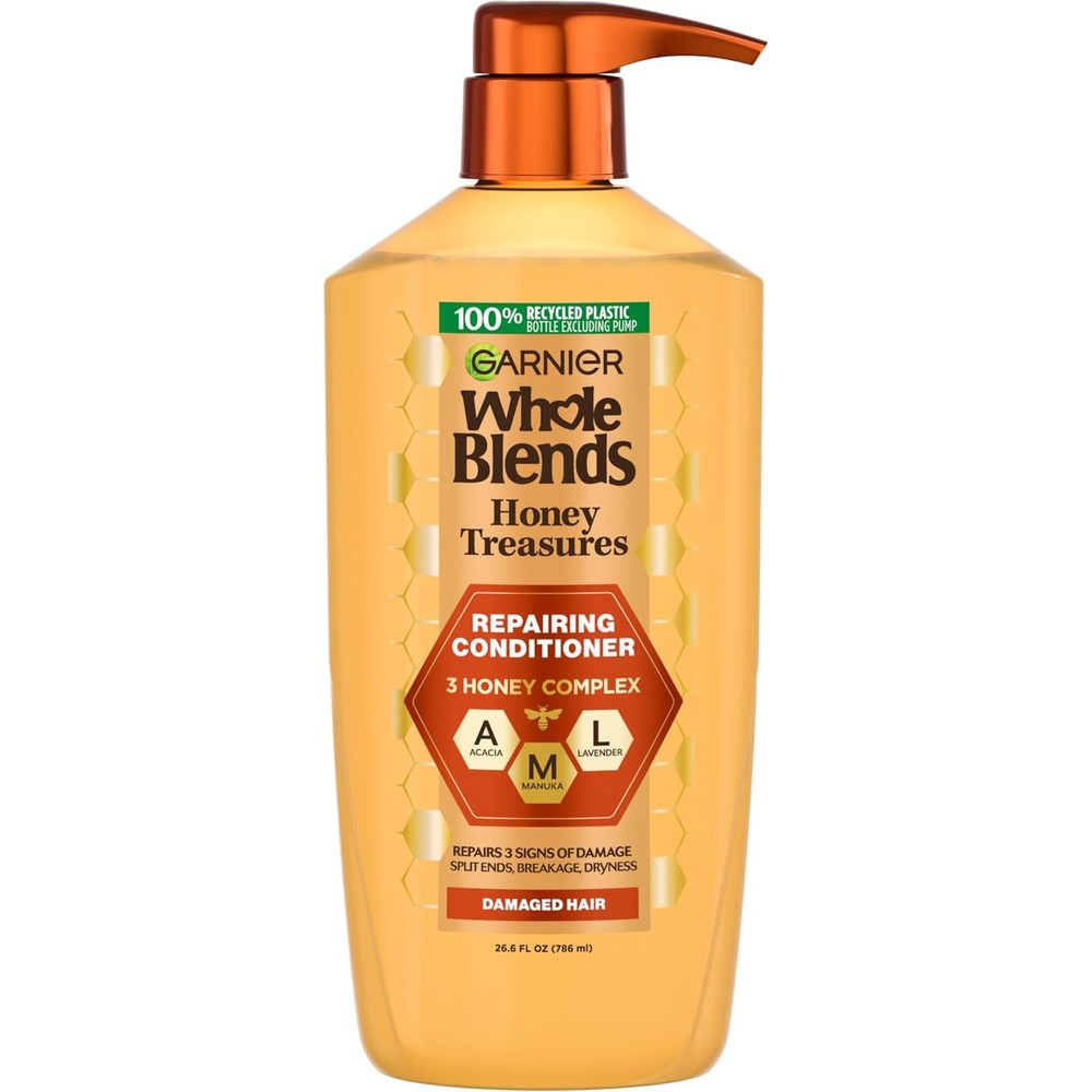 Garnier Whole Blends Honey Treasures Repairing Conditioner For Dry And Damaged Hair With Acacia Manuka And Lavender Honeys 26.6 Fluid Ounces
