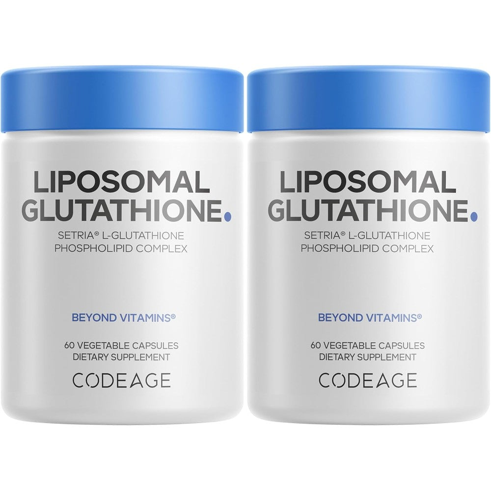 Codeage Liposomal Glutathione Supplement Pure Reduced Setria L-Glutathione Phospholipid Complex Vegan Non-GMO 2-Pack
