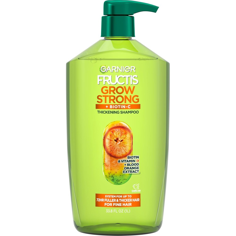 Garnier Fructis Grow Strong Thickening Shampoo For Fine Hair, Biotin-C, 33.8 Fluid Ounce, 1 Count