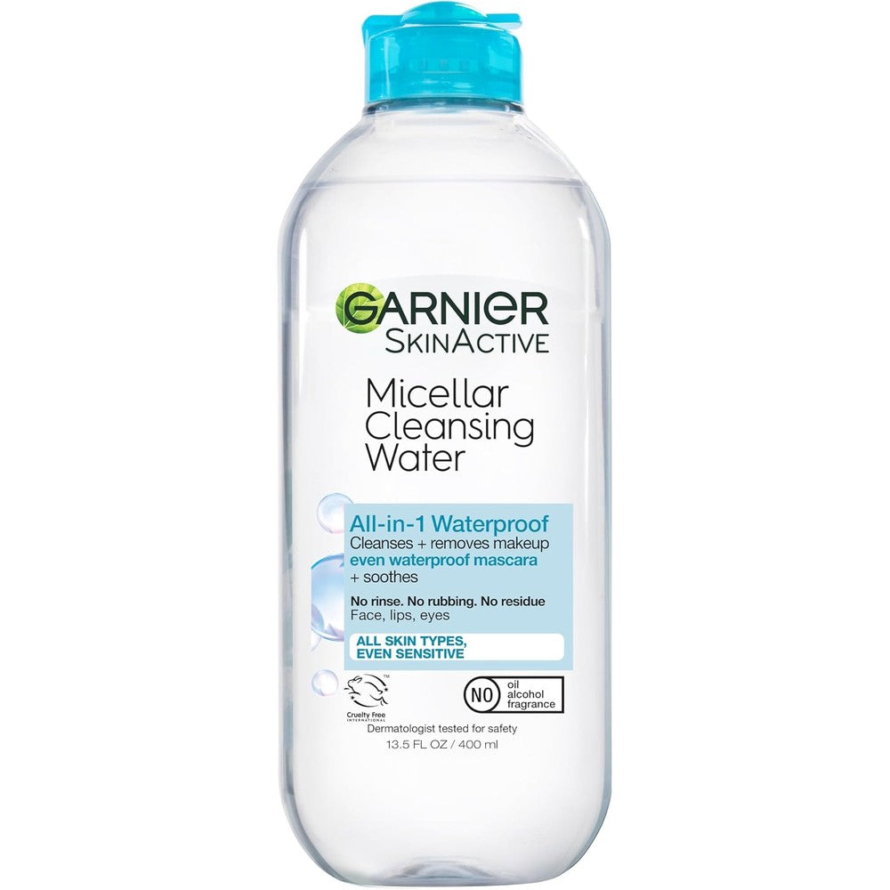 Garnier SkinActive Micellar Cleansing Water For Waterproof Makeup Hydrating Facial Cleanser And Makeup Remover 13.5 Fluid Ounce