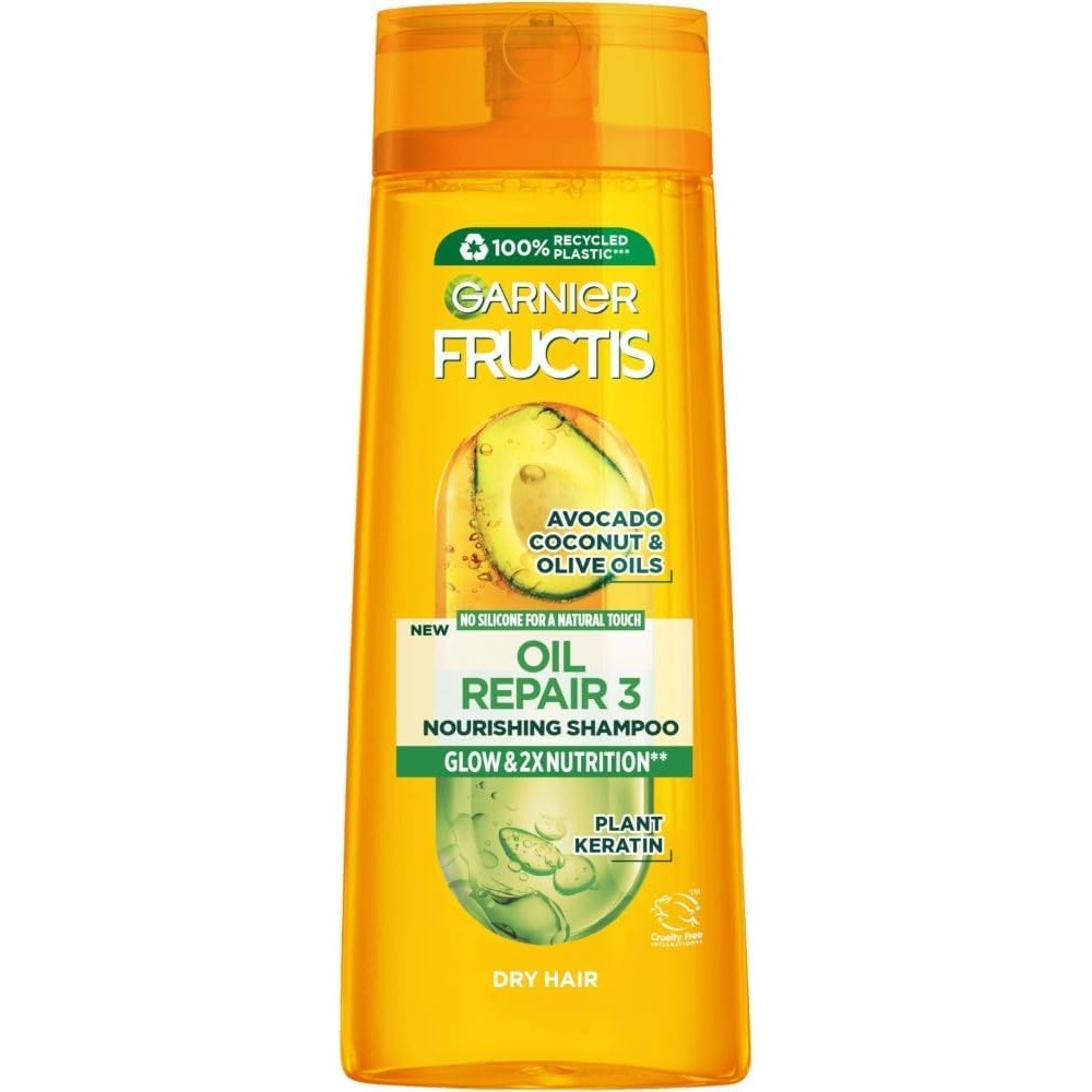 Garnier Fructis Oil Repair Nourishing Shampoo For Dry And Damaged Hair With Avocado Coconut And Olive Oils, 250 Milliliters