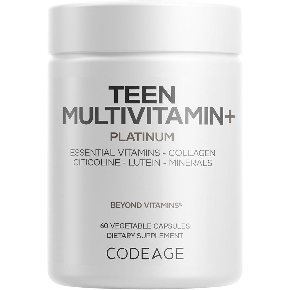 Codeage Teen Multivitamin Plus Platinum Supplement With Vitamins Minerals Probiotics And Citicoline 60 Vegetable Capsules