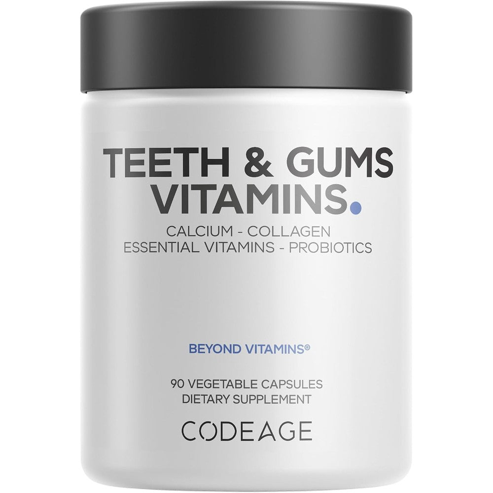 Codeage Teeth And Gums Vitamins Plus Oral Probiotics Supplement Whole Food Calcium Collagen 90 Capsules