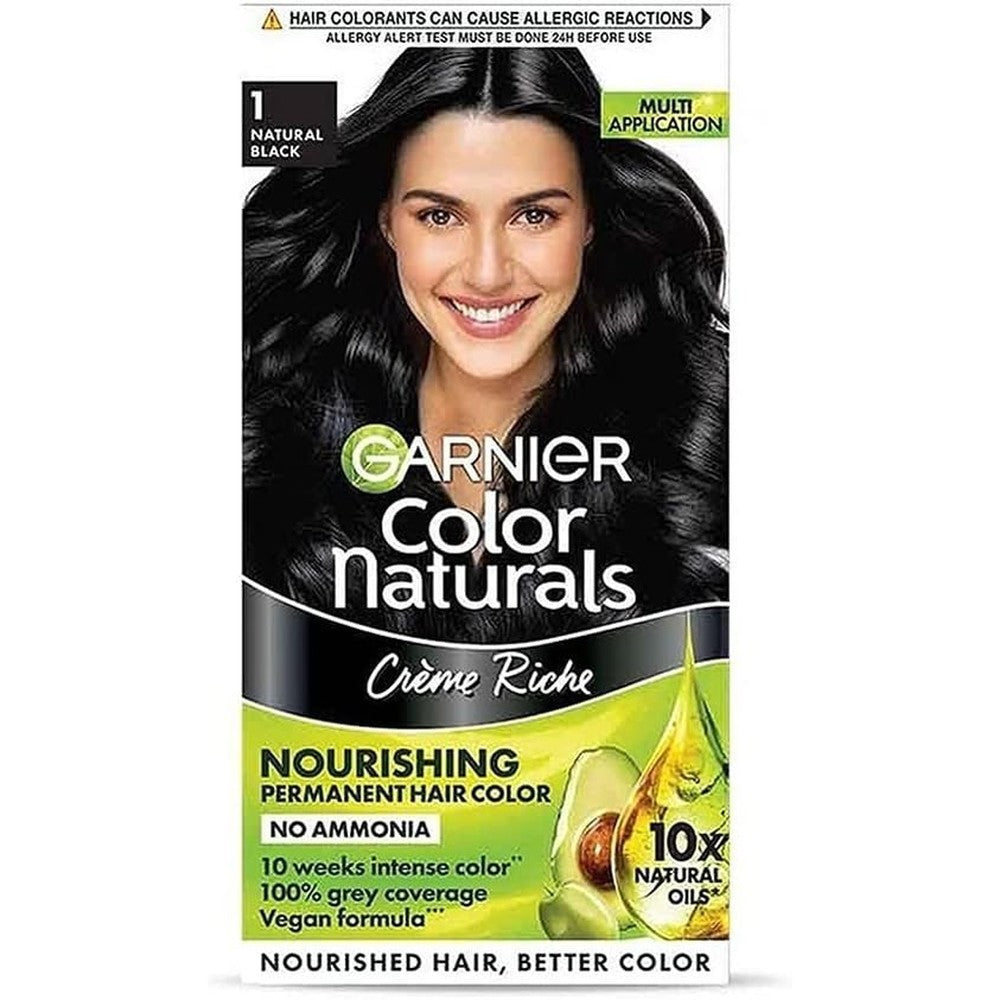 Garnier Color Naturals Nourishing Permanent Hair Color Cream Natural Black Shade 1 Set