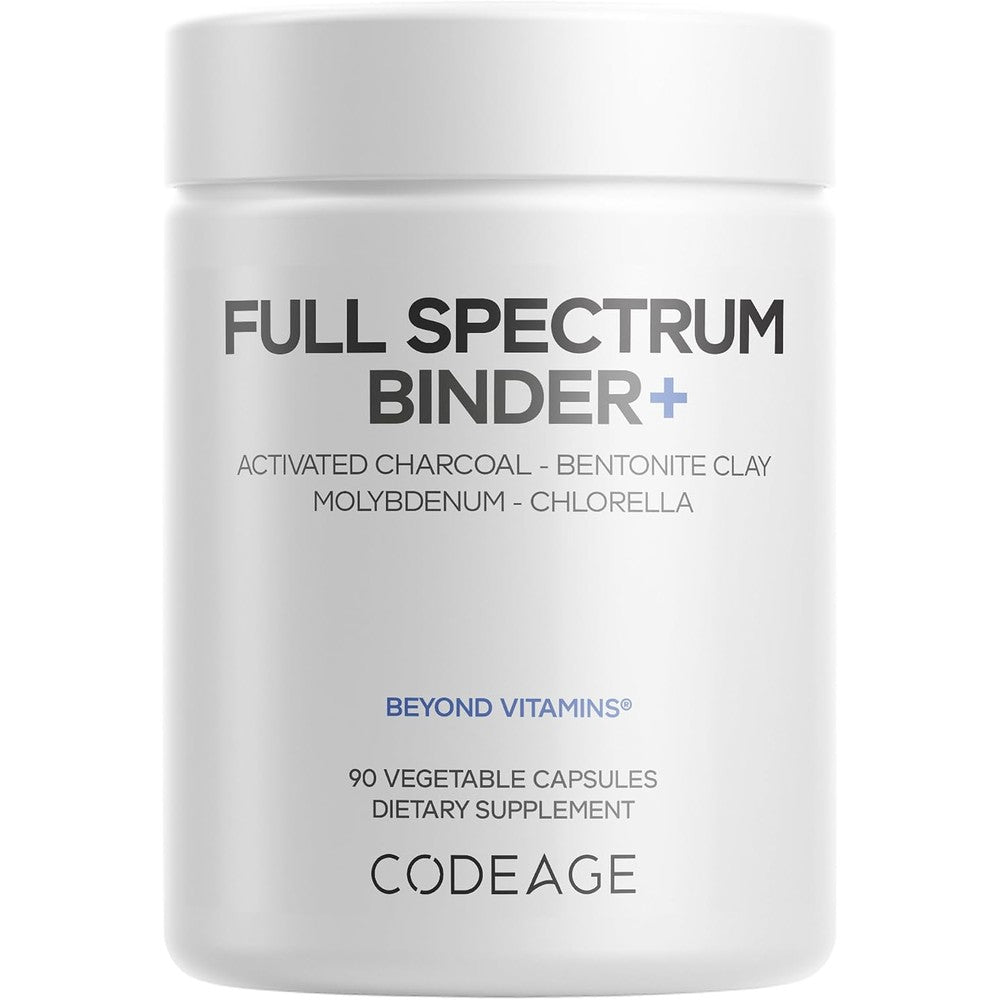 Codeage Binder + Systemic Binder Supplement Activated Charcoal Pills Bentonite Clay Mineral Powder 90 Capsules