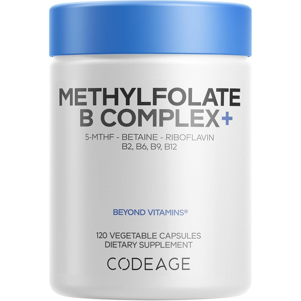 Codeage Methylfolate B Complex Supplements - 5 MTHF, Methylcobalamin Vitamin B12, Riboflavin, Betaine, Vitamins B6 - 120 Capsules