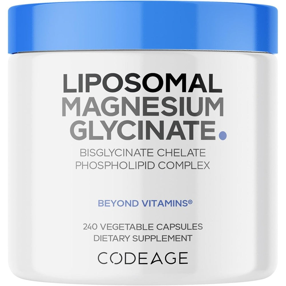 Codeage Liposomal Magnesium Glycinate Supplement 2 Month Supply 350 Milligrams Bisglycinate Chelate BioPerine Black Pepper Vegan 240 Count