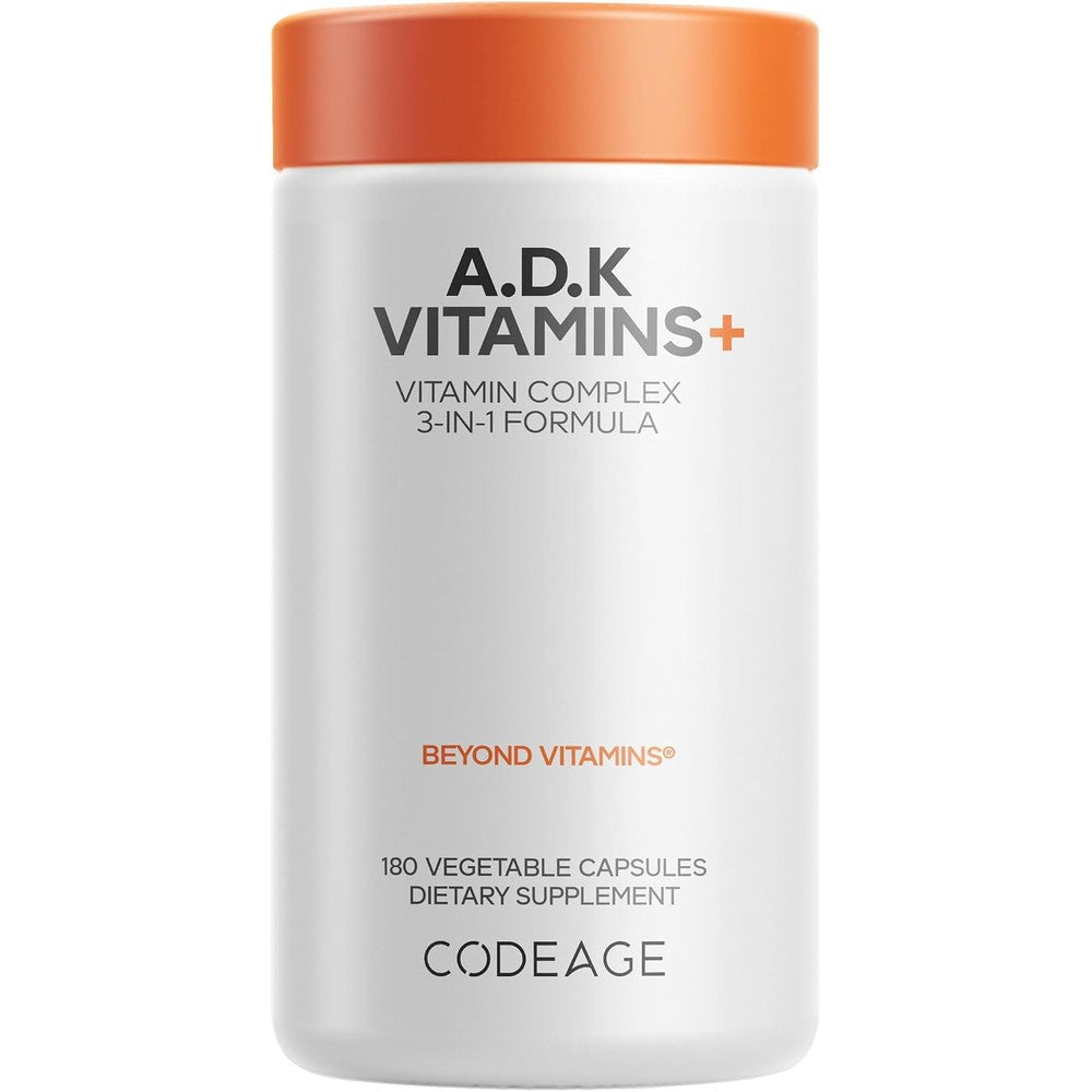 Codeage ADK Vitamins Supplement Essential Vitamin A D3 5000 IU K1 And K2 MK4 And MK7 180 Capsules