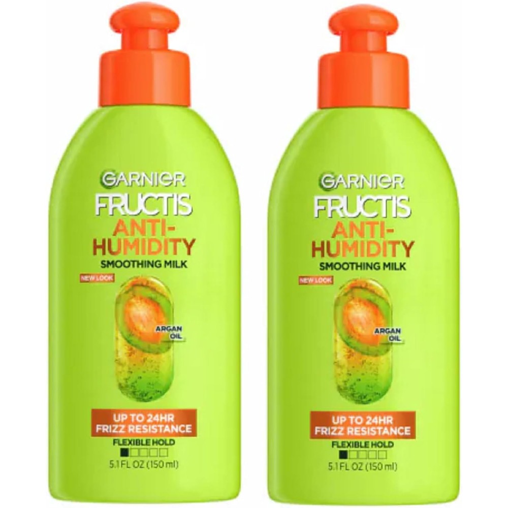 Garnier Fructis Style Anti Humidity Smoothing And Straightening Milk All Hair Types 5.1 Fluid Ounce 2 Pack