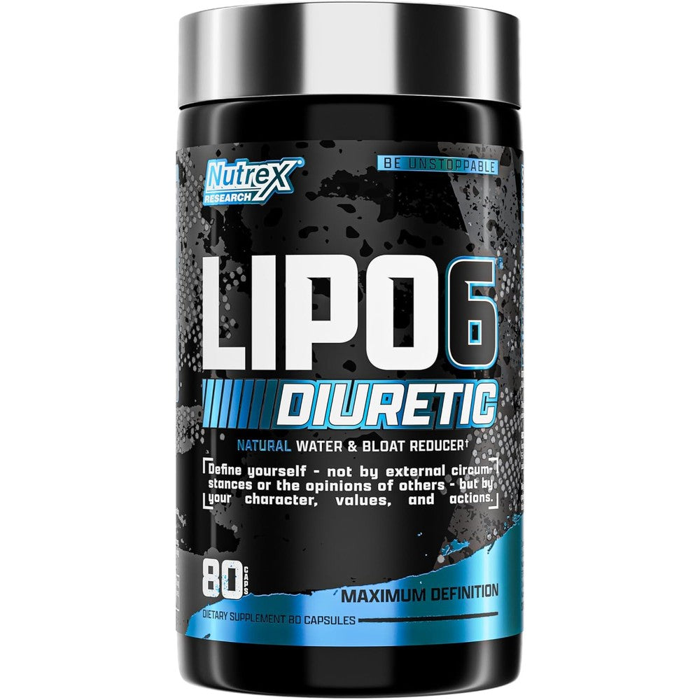 Nutrex Research Lipo-6 Black Diuretic Water Pills Bloat Relief Supplement for Muscle Definition, 80 Capsules
