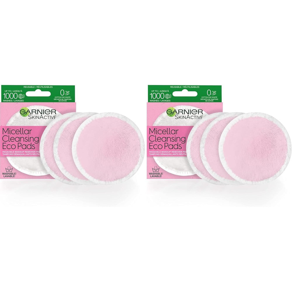 Garnier Micellar Cleansing Eco Pads Reusable 3 Ultra Soft Microfiber Pads 1 Count Packaging May Vary Pack Of 2