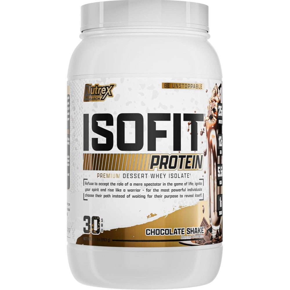 Nutrex Research IsoFit Chocolate Shake 100% Whey Protein Isolate Powder for Muscle Recovery 2 Pounds 30 Servings