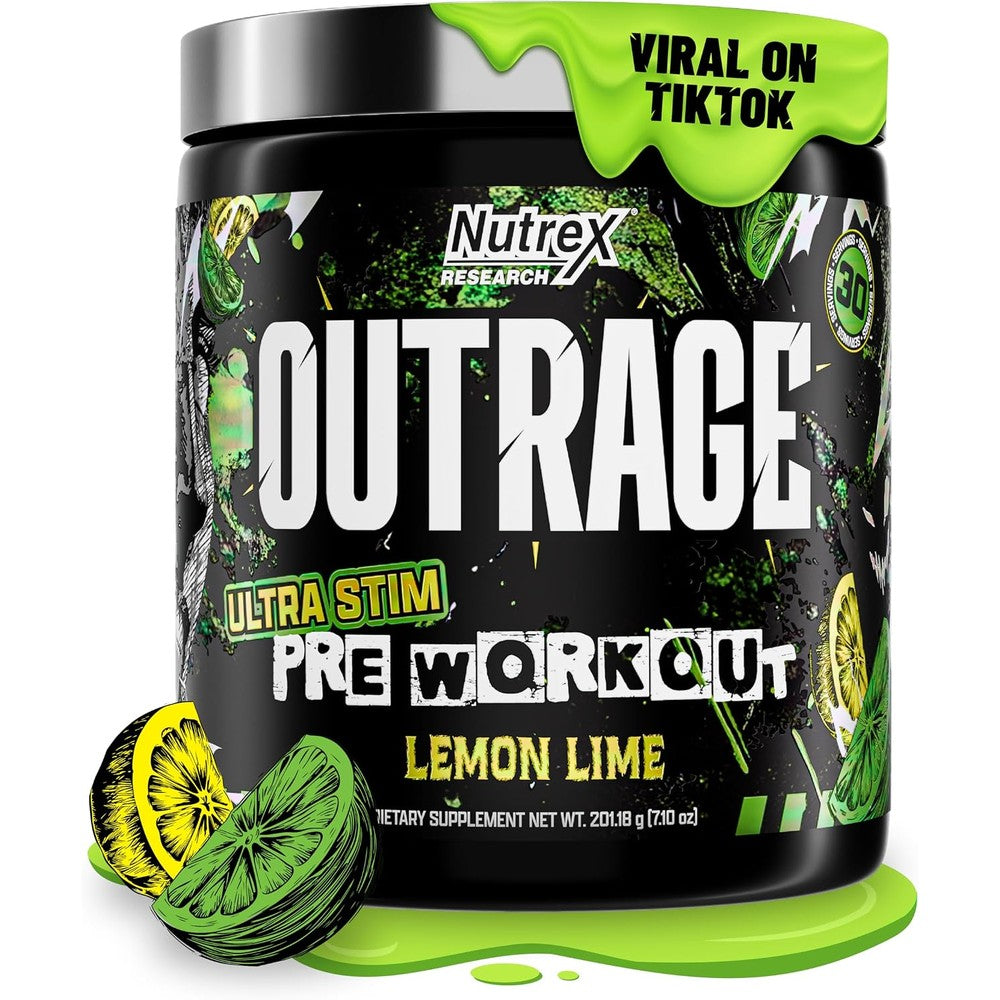 Nutrex Research Outrage Ultra High Stim Pre-Workout Powder Lemon Lime 30 Servings